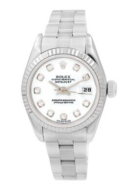 Rolex 26mm Lady-Datejust Stainless Steel Watch 79174 White Diamond Dial 2002